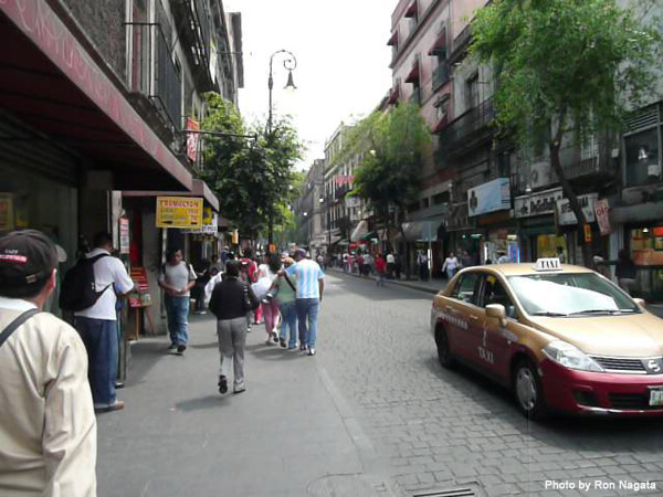 A view along Calle Donceles.  Shops are clustered by type along this fascinating street, so there is a section of bookstores, of camera shops, etc. 