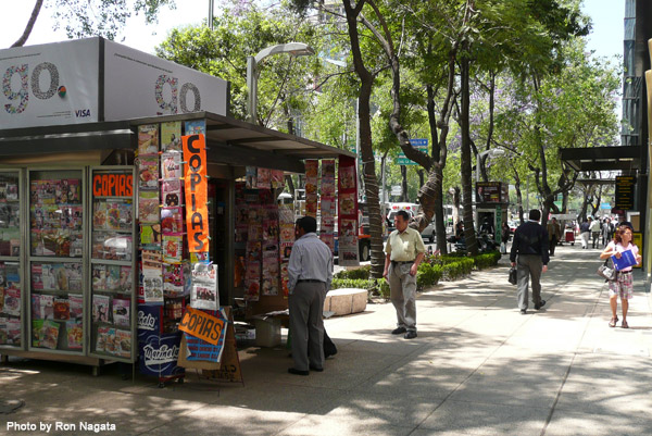 One of the many magazine stands, this one along Reforma.