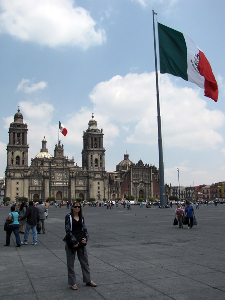 The Zocalo Plaza and historic cathedral.  That flag was large enough to inspire awe. 